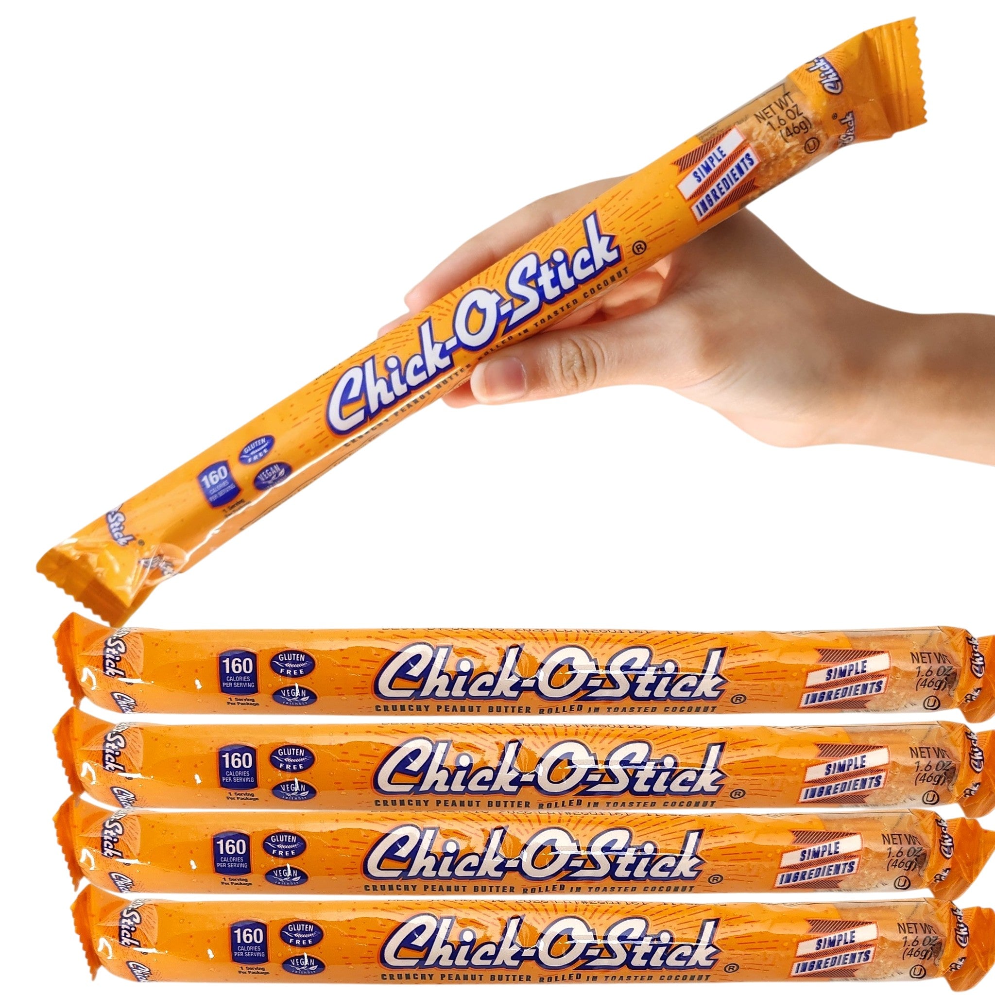 Chick-O-Stick 8" Jumbo Bars Pack of 5 | Crunchy Peanut Butter Coconut Candy