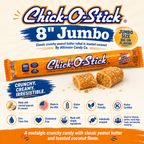 Chick-O-Stick 8" Jumbo Bars Pack of 5 | Crunchy Peanut Butter Coconut Candy