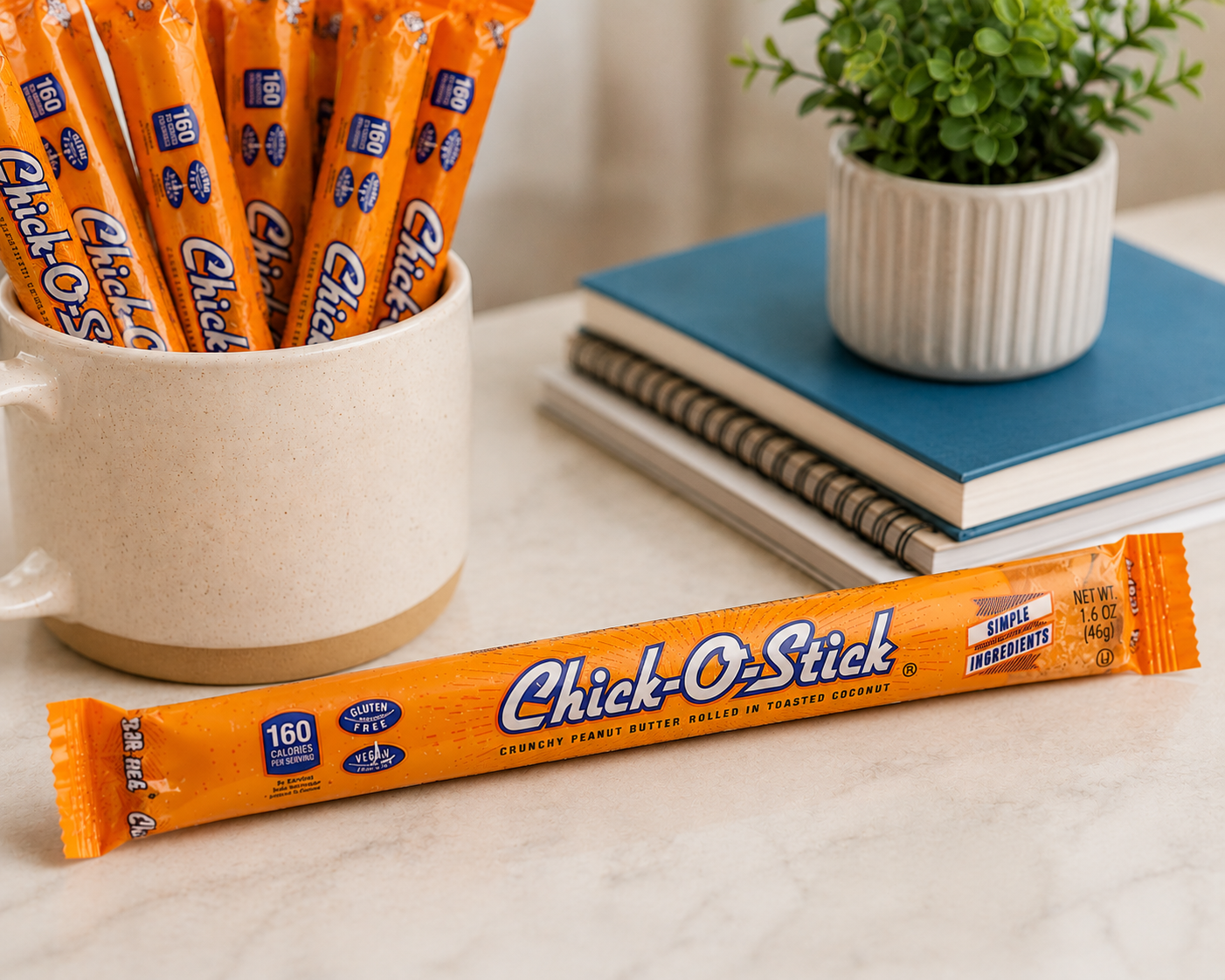 Chick-O-Stick 8" Jumbo Bars Pack of 5 | Crunchy Peanut Butter Coconut Candy