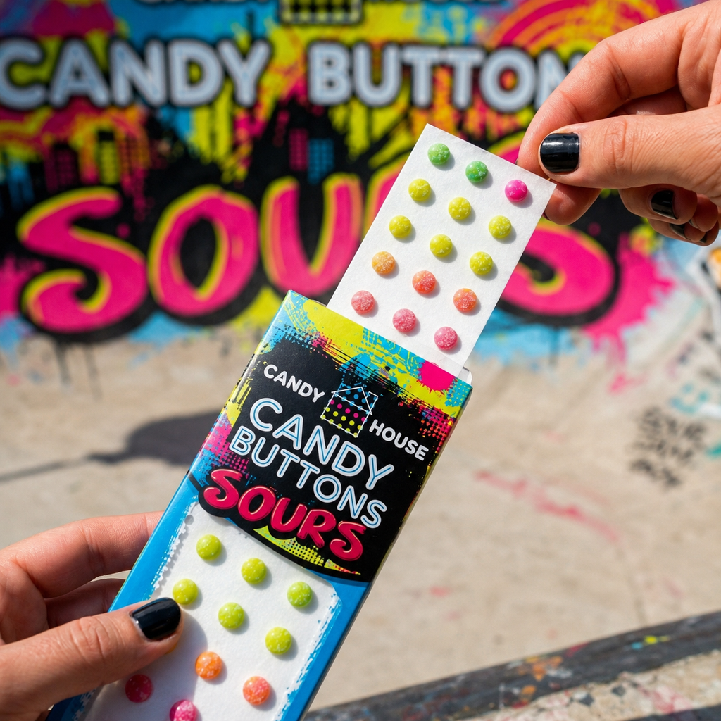 Sour Candy Buttons | Nostalgia Sour Dots -Watermelon, Sour Apple and Blue Raspberry