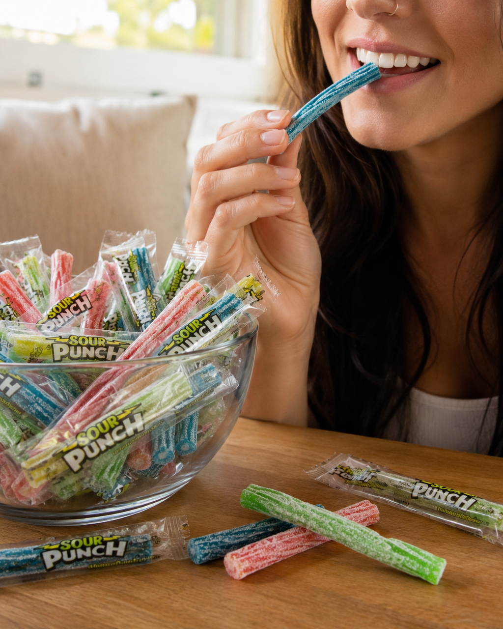 Sour Punch Twists Wrapped | Sour Candy Twists, Bulk Candy - 4 Assorted Flavors, Blue Raspberry, Cherry, Strawberry & Green Apple