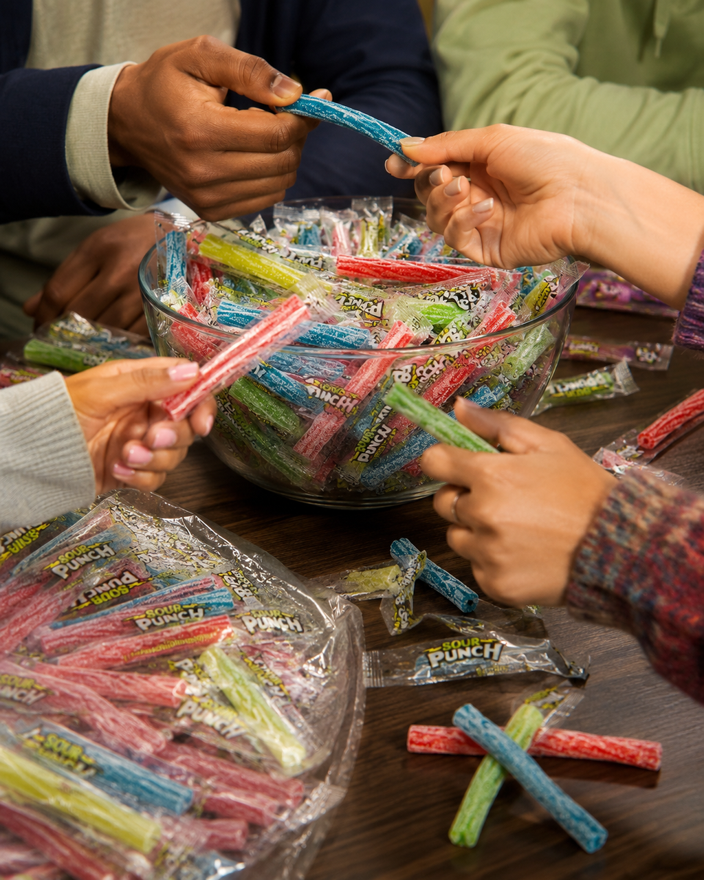 Sour Punch Twists Wrapped | Sour Candy Twists, Bulk Candy - 4 Assorted Flavors, Blue Raspberry, Cherry, Strawberry & Green Apple