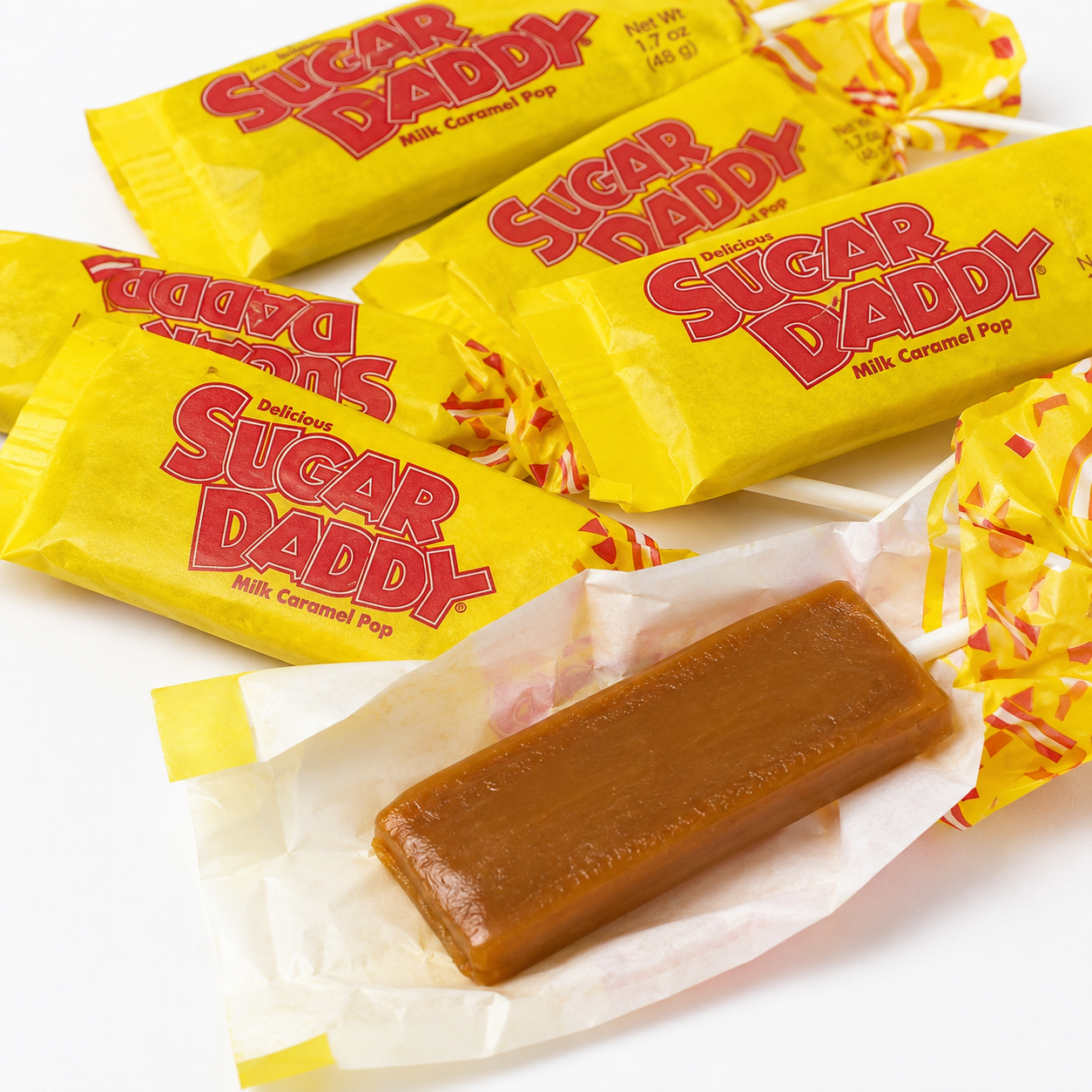 Sugar Daddy Candy Pop 1.7 oz | Classic Caramel Lollipop Nostalgia Candy