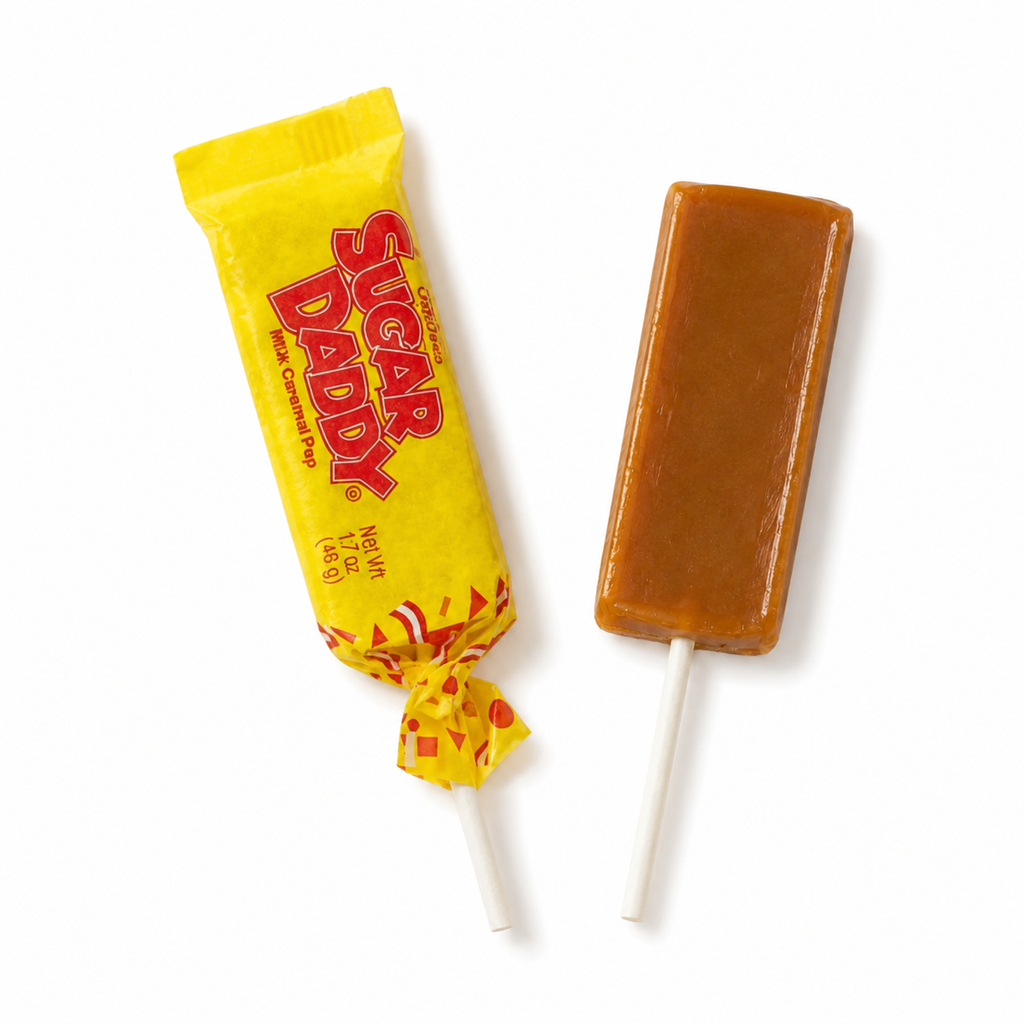 Sugar Daddy Candy Pop 1.7 oz | Classic Caramel Lollipop Nostalgia Candy