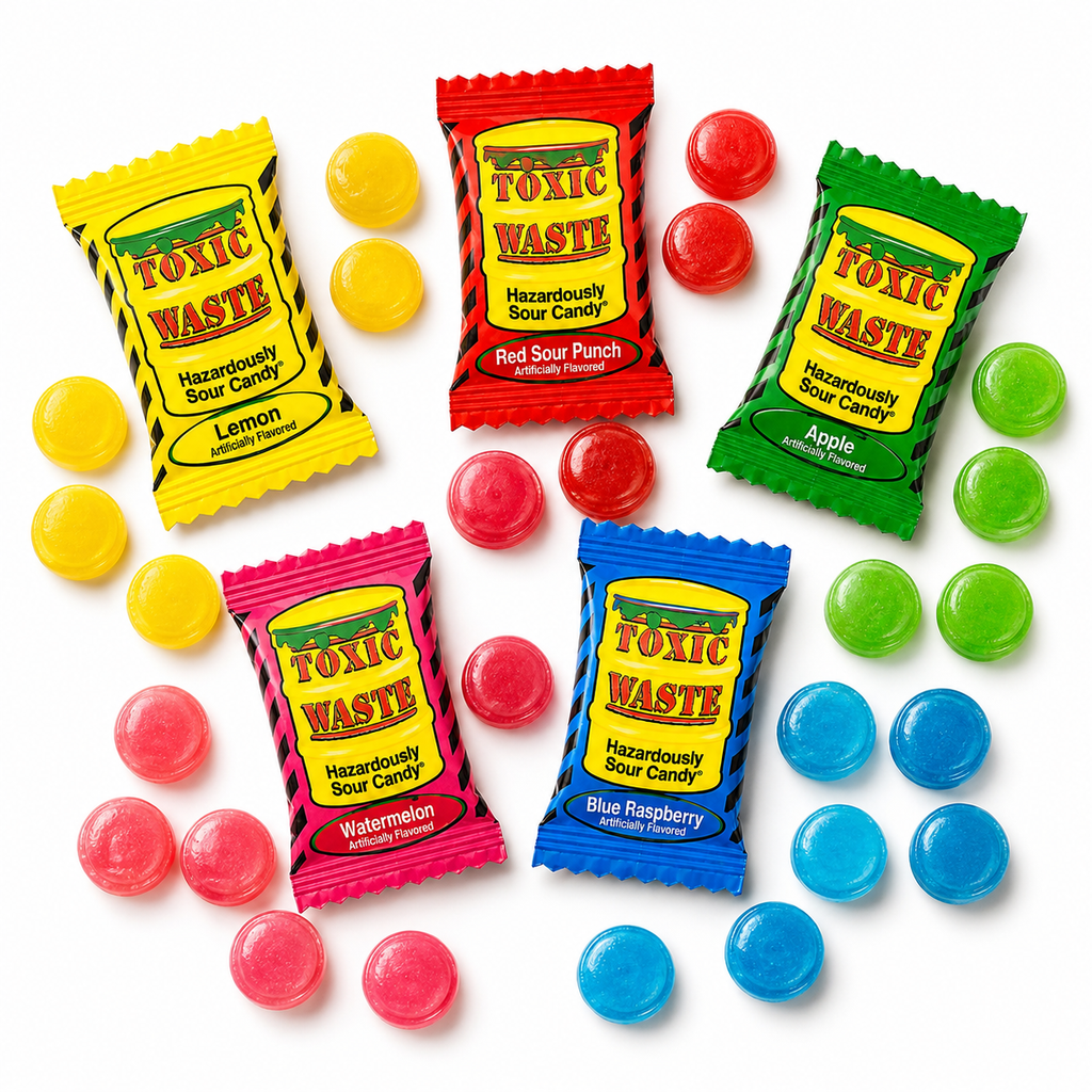 Toxic Waste Sour Candy | Wrapped Hard Candy Extreme Sour Candy (Select Your Size)