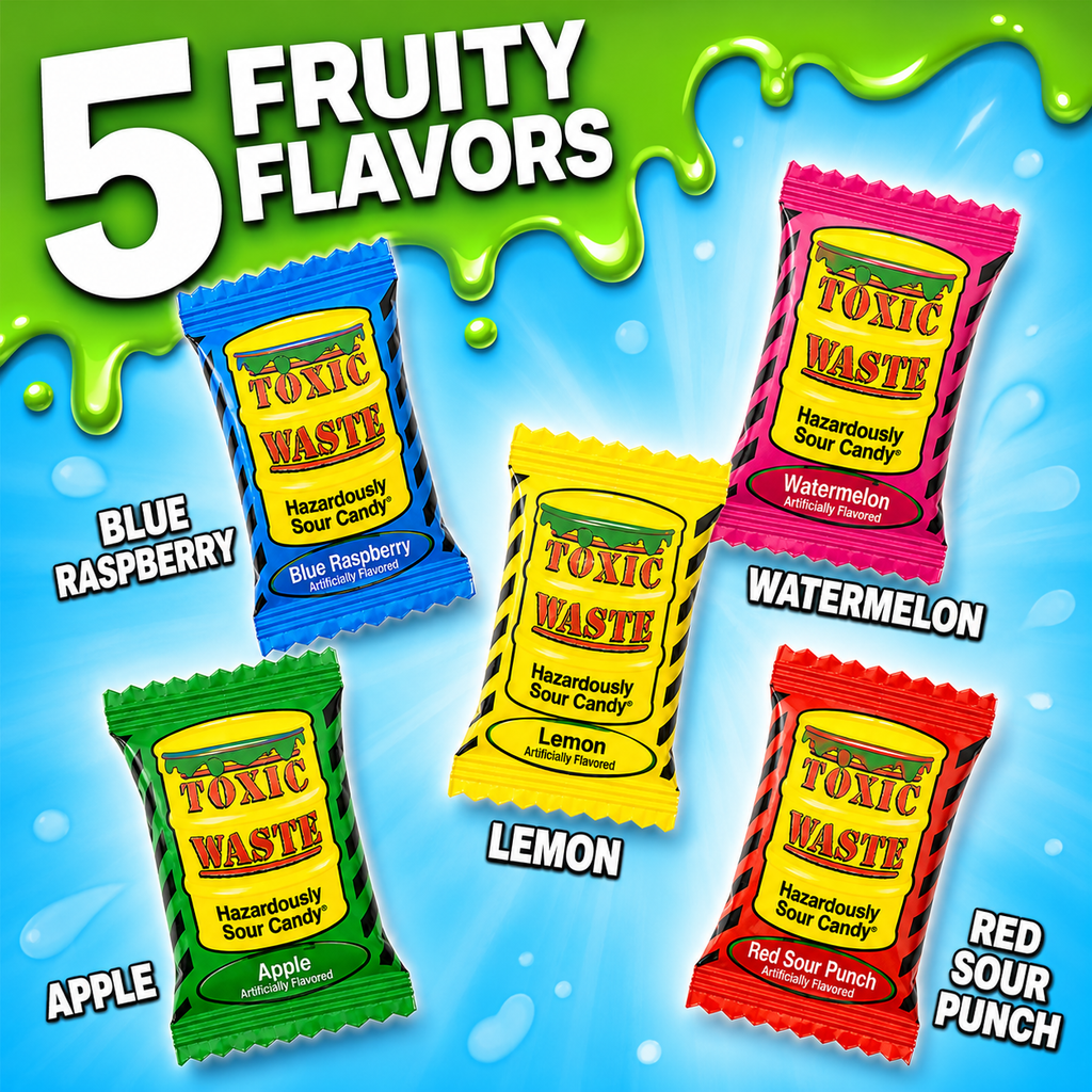 Toxic Waste Sour Candy | Wrapped Hard Candy Extreme Sour Candy (Select Your Size)