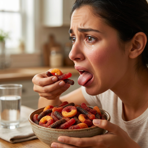 Aliens Poop Revolcado Gummy Mix 1 Pound| Chamoy Spicy Mexican Candy with Chili Powder(Watermelon Rings, Peach Rings & Worms) - Image 4