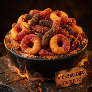 Aliens Poop Revolcado Gummy Mix 1 Pound| Chamoy Spicy Mexican Candy with Chili Powder(Watermelon Rings, Peach Rings & Worms) - Image 3