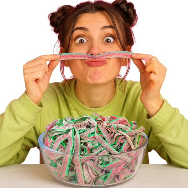 9" Watermelon Sour Belts | 16 oz (1 LB) Gelatin-Free - Bulk Candy - By Dorval 5 Aryellys candy shop28 1